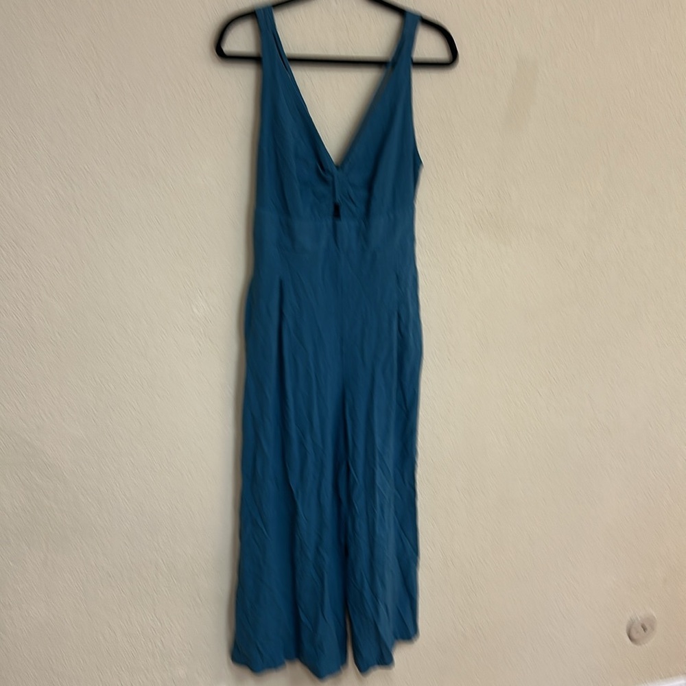 Boho womans wide leg Capri teal  Jumpsuit size M - Picture 3 of 5